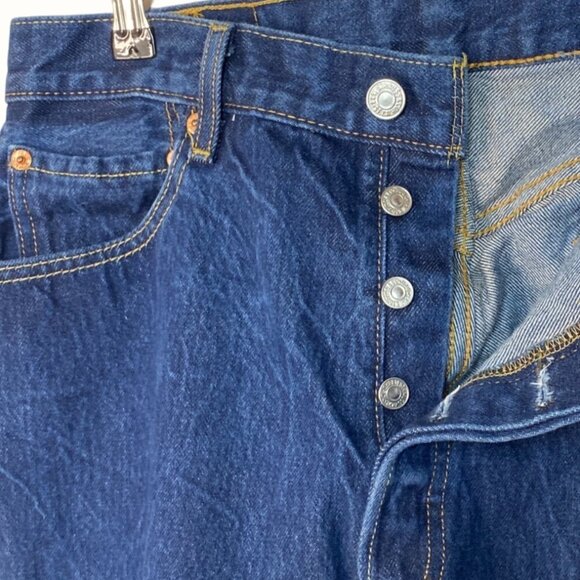 Levi's Vintage 501 Button Fly Original Straight Leg Fit Wide PatchBlue Jeans 36x - Picture 5 of 16